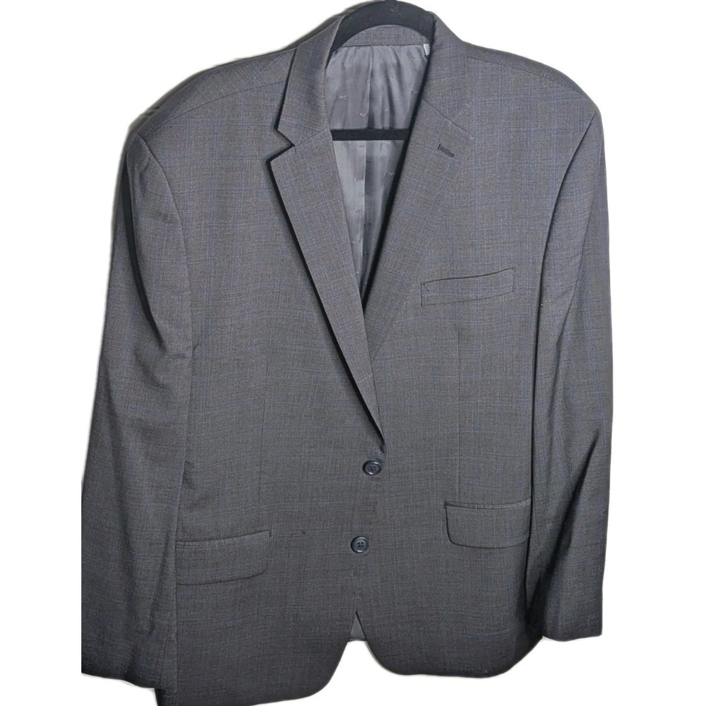 Michael Kors MK Mens Blazer 46R Excellent Condition Gray Blue Plaid Career Wear